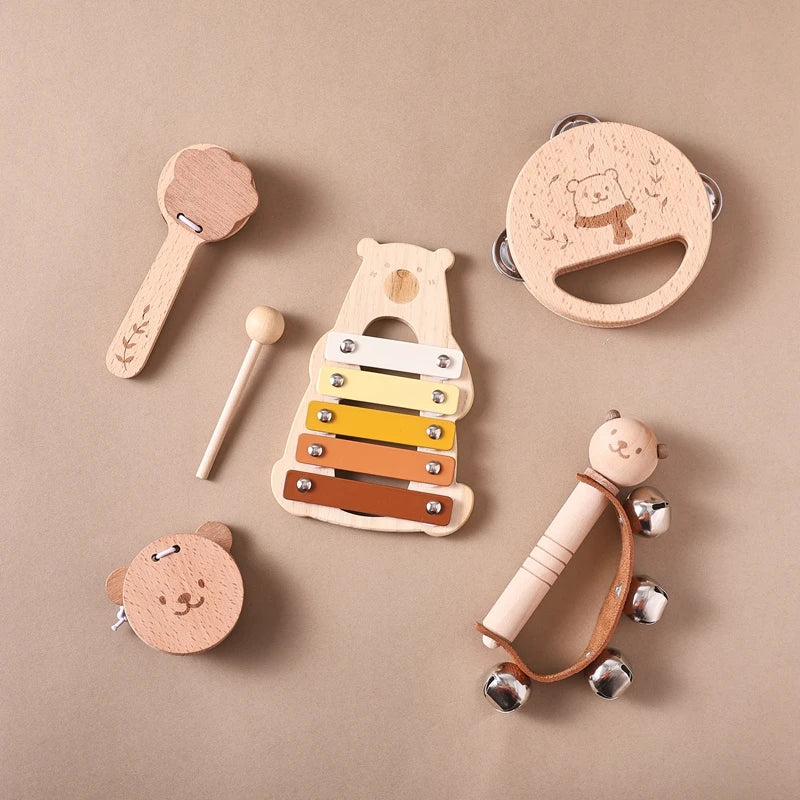 Montessori Toys Baby Music Toys Musical Instrument Baby 0 3 Years Toys Wooden Educational Toys Bear Xylophone Children Toys