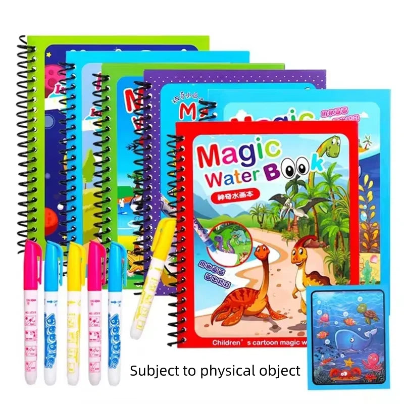 Children Early Education Toys Magical Book with Pen Water Drawing Toys Gift Reusable Coloring Book Magic Drawing Book