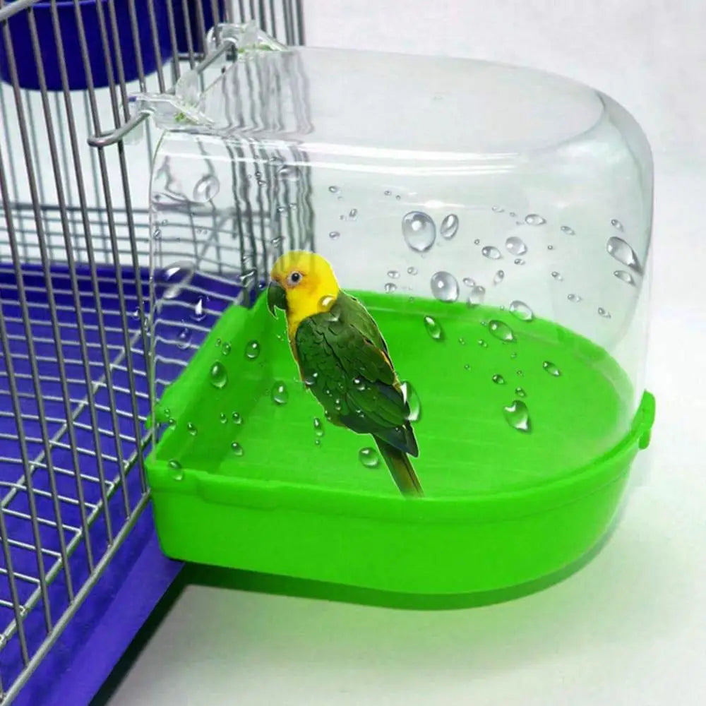 Hanging Bird Bath Cube Parrots Bathtub Bath Shower Box Cage Bedding Little Bird Canary Budgerigar Cockatiel Bird Cages Nest