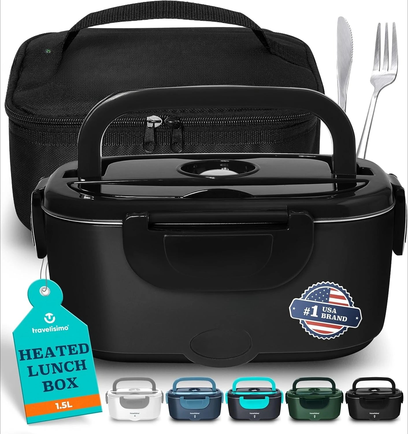 Electric Lunch Box for Adults, 80W Heated Lunch Box for Men 1.5L Stainless Steel, Portable Food Warmer for Car Truck Work