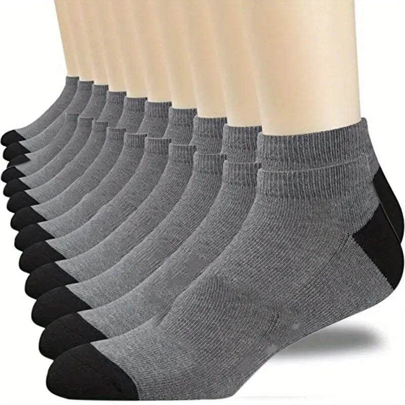10Pairs Men'S Fashion Cotton Breathable Comfortable Ankle Socks, Men'S Summer Socks