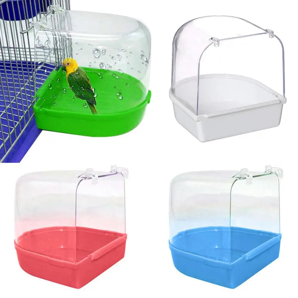 Hanging Bird Bath Cube Parrots Bathtub Bath Shower Box Cage Bedding Little Bird Canary Budgerigar Cockatiel Bird Cages Nest