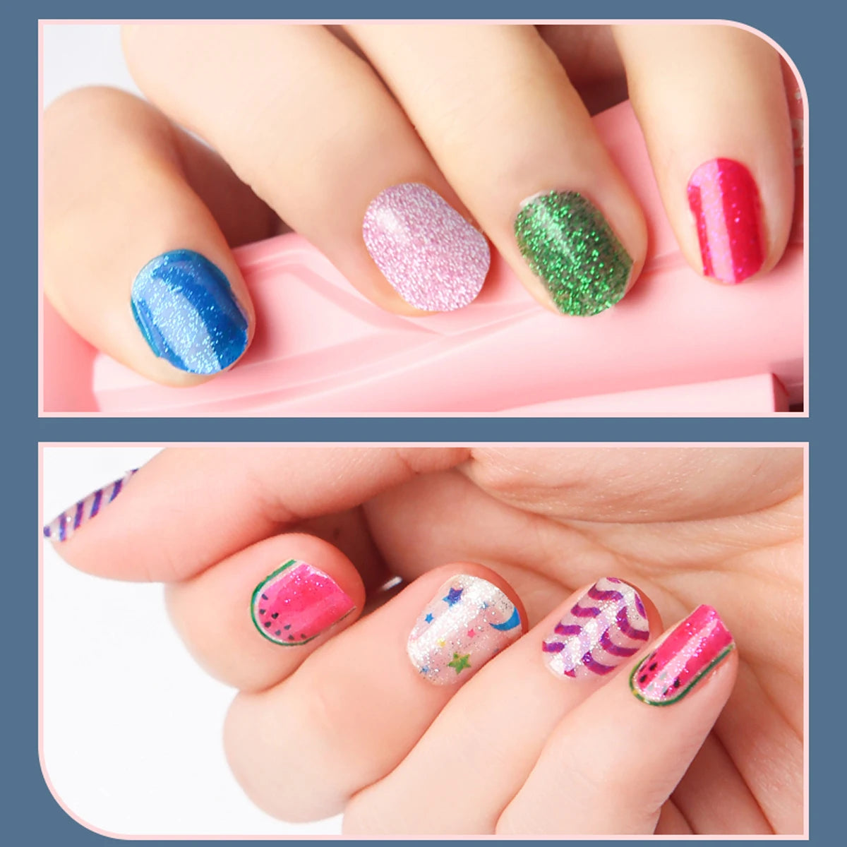 Children'S Nail Machine Princess Girl Makeup DIY Nail Art Stickers Set Decorations Toys, Makeup Toys