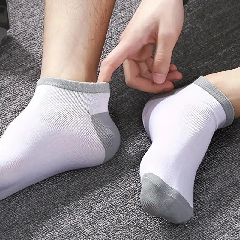 10Pairs Men'S Fashion Cotton Breathable Comfortable Ankle Socks, Men'S Summer Socks