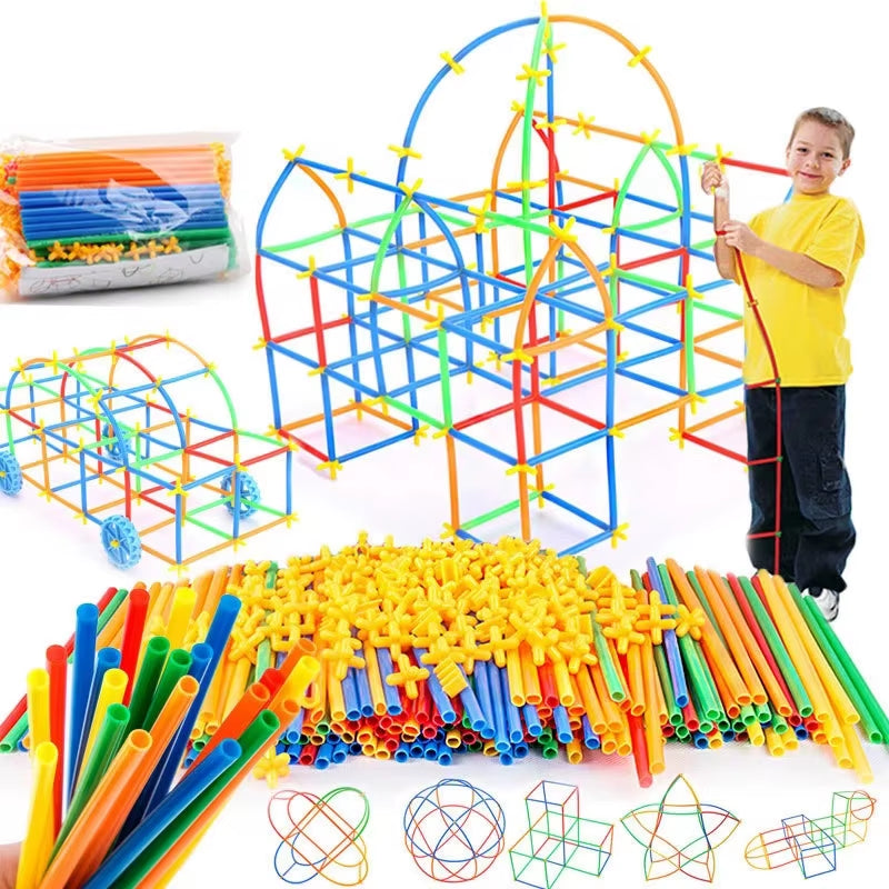 Straw Constructor Toys Building Toys Straws and Connectors Building Sets Colorful Motor Skills Engineering Educational Toy
