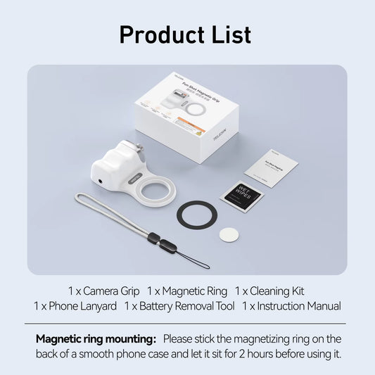Magnetic Phone Camera Hand Grip with Remote Control for iPhone, HUAWEI, and Samsung Devices