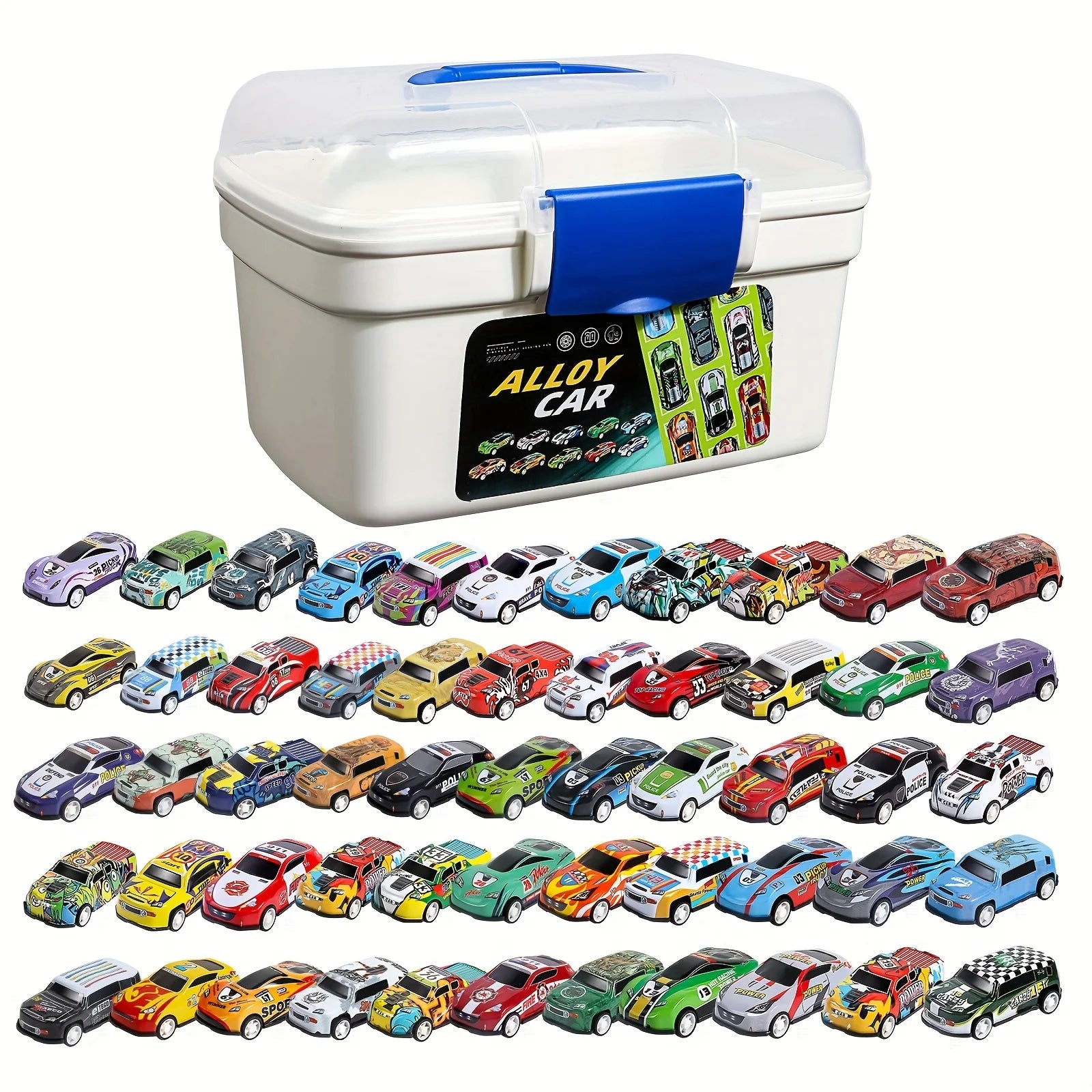 New 55PCS Mini Alloy Car Model Set with Storage Box Diecast Cars Toys for Boys Sliding Inertia Vehicle Children Toy Kit Gifts