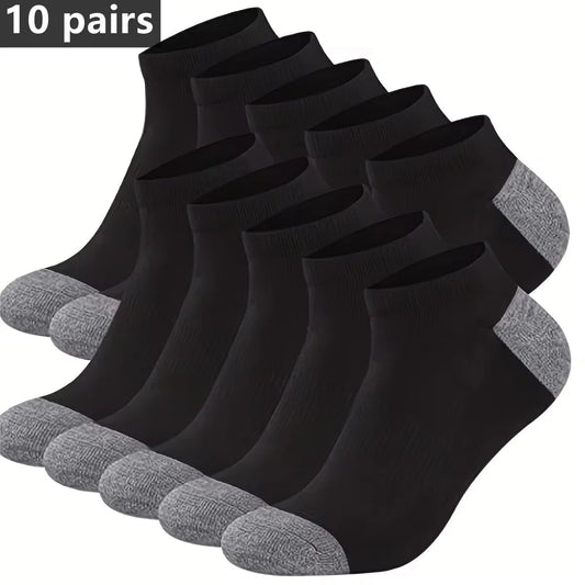 10Pairs Men'S Fashion Cotton Breathable Comfortable Ankle Socks, Men'S Summer Socks
