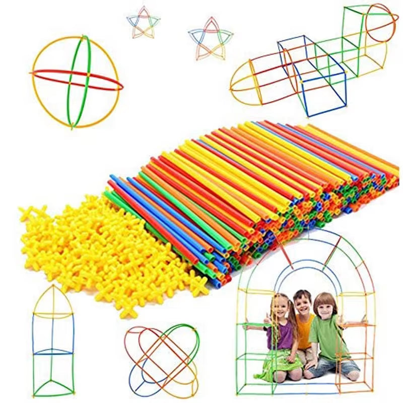 Straw Constructor Toys Building Toys Straws and Connectors Building Sets Colorful Motor Skills Engineering Educational Toy