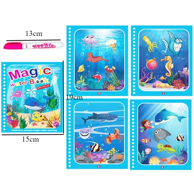Children Early Education Toys Magical Book with Pen Water Drawing Toys Gift Reusable Coloring Book Magic Drawing Book