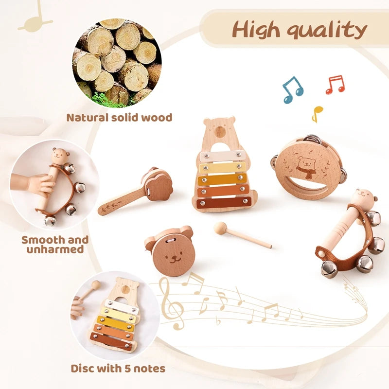 Montessori Toys Baby Music Toys Musical Instrument Baby 0 3 Years Toys Wooden Educational Toys Bear Xylophone Children Toys
