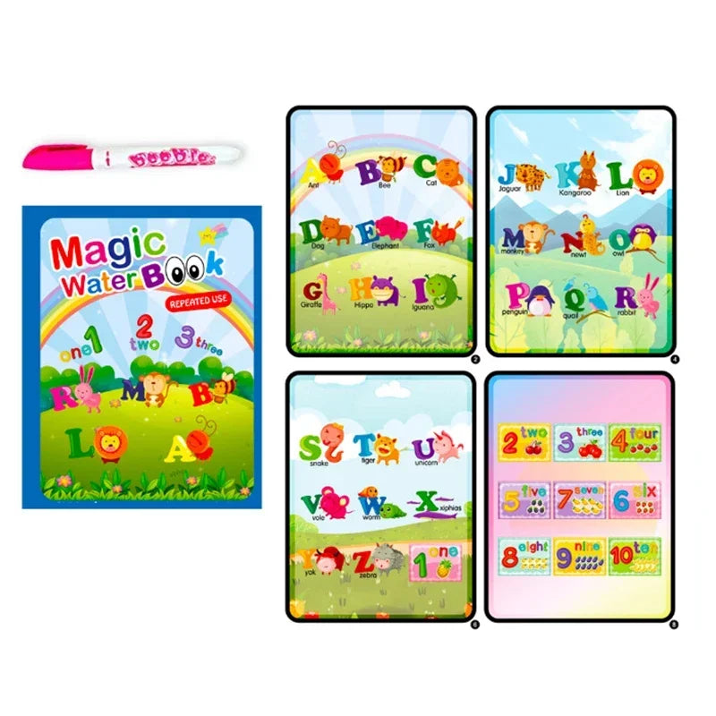 Children Early Education Toys Magical Book with Pen Water Drawing Toys Gift Reusable Coloring Book Magic Drawing Book