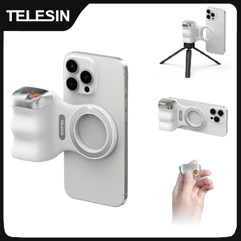 Magnetic Phone Camera Hand Grip with Remote Control for iPhone, HUAWEI, and Samsung Devices