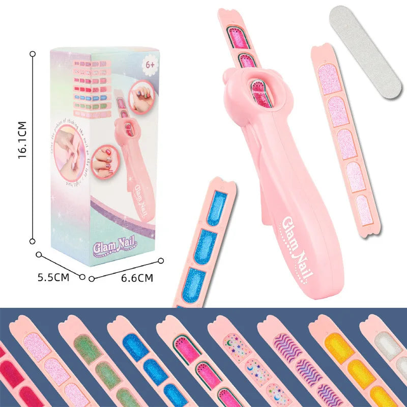 Children'S Nail Machine Princess Girl Makeup DIY Nail Art Stickers Set Decorations Toys, Makeup Toys