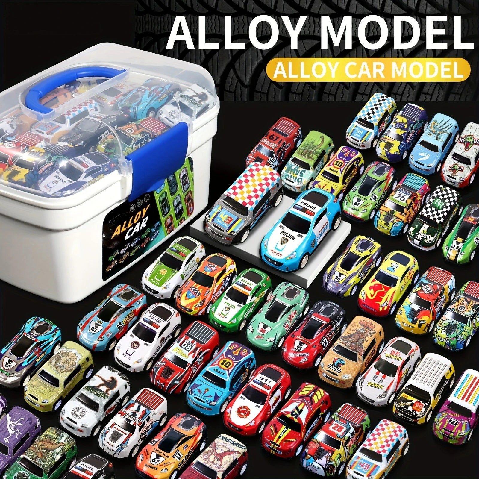New 55PCS Mini Alloy Car Model Set with Storage Box Diecast Cars Toys for Boys Sliding Inertia Vehicle Children Toy Kit Gifts