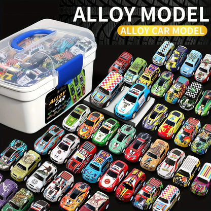 New 55PCS Mini Alloy Car Model Set with Storage Box Diecast Cars Toys for Boys Sliding Inertia Vehicle Children Toy Kit Gifts