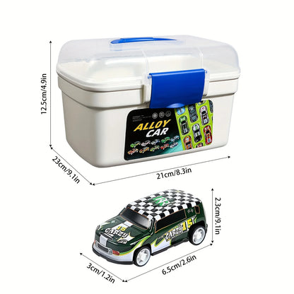 New 55PCS Mini Alloy Car Model Set with Storage Box Diecast Cars Toys for Boys Sliding Inertia Vehicle Children Toy Kit Gifts