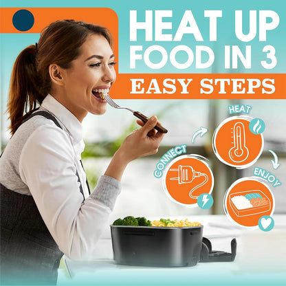 Electric Lunch Box for Adults, 80W Heated Lunch Box for Men 1.5L Stainless Steel, Portable Food Warmer for Car Truck Work