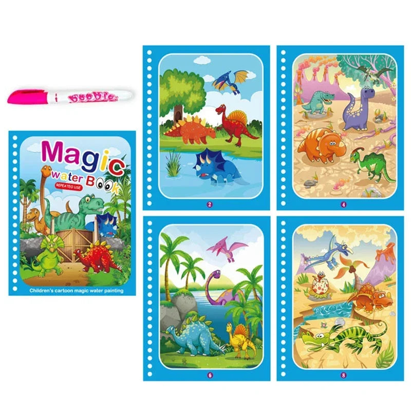Children Early Education Toys Magical Book with Pen Water Drawing Toys Gift Reusable Coloring Book Magic Drawing Book