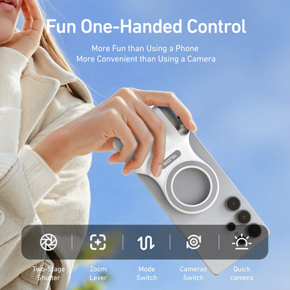 Magnetic Phone Camera Hand Grip with Remote Control for iPhone, HUAWEI, and Samsung Devices