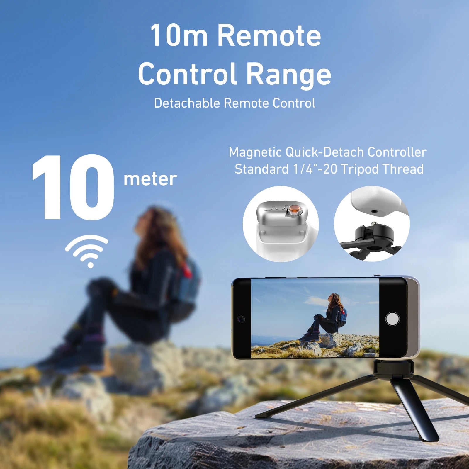 Magnetic Phone Camera Hand Grip with Remote Control for iPhone, HUAWEI, and Samsung Devices
