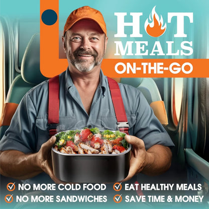 Electric Lunch Box for Adults, 80W Heated Lunch Box for Men 1.5L Stainless Steel, Portable Food Warmer for Car Truck Work