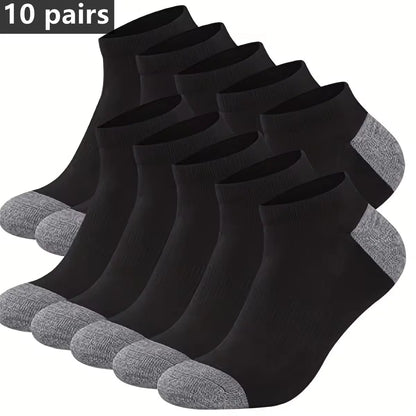10Pairs Men'S Fashion Cotton Breathable Comfortable Ankle Socks, Men'S Summer Socks