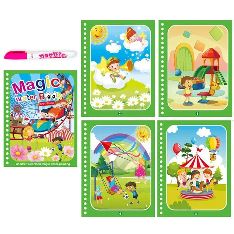Children Early Education Toys Magical Book with Pen Water Drawing Toys Gift Reusable Coloring Book Magic Drawing Book