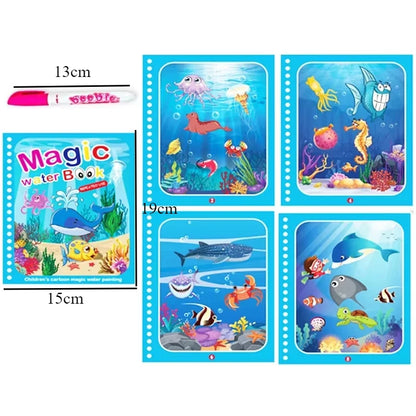 Children Early Education Toys Magical Book with Pen Water Drawing Toys Gift Reusable Coloring Book Magic Drawing Book